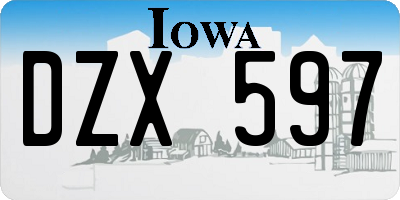 IA license plate DZX597