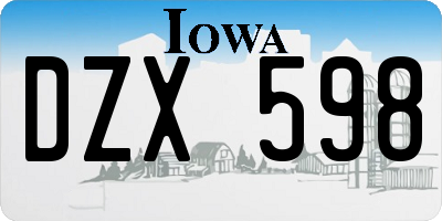 IA license plate DZX598