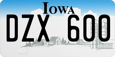 IA license plate DZX600