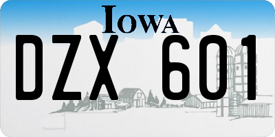 IA license plate DZX601