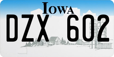IA license plate DZX602