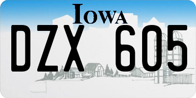 IA license plate DZX605
