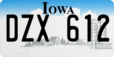 IA license plate DZX612