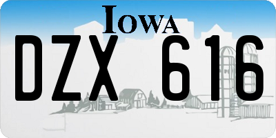 IA license plate DZX616