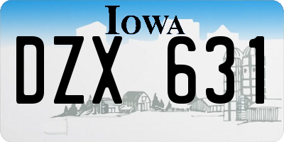 IA license plate DZX631