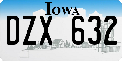 IA license plate DZX632