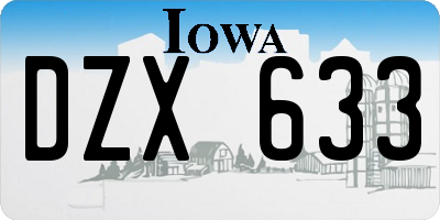 IA license plate DZX633