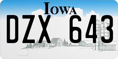 IA license plate DZX643