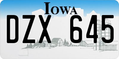IA license plate DZX645