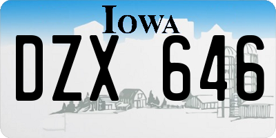 IA license plate DZX646