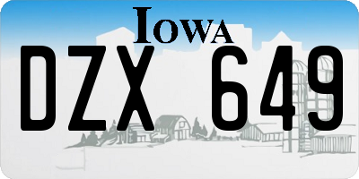 IA license plate DZX649