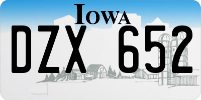 IA license plate DZX652