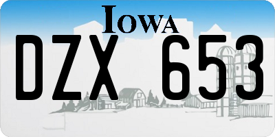 IA license plate DZX653