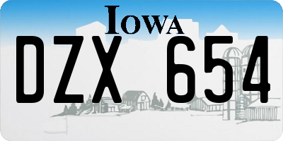 IA license plate DZX654