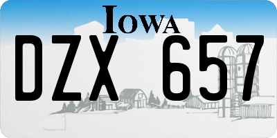 IA license plate DZX657