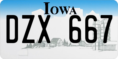 IA license plate DZX667