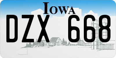IA license plate DZX668