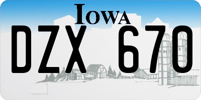 IA license plate DZX670