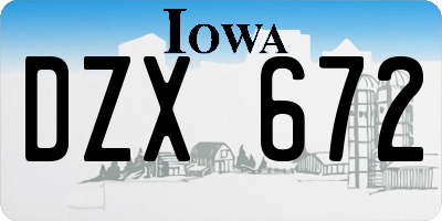 IA license plate DZX672