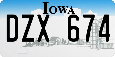 IA license plate DZX674