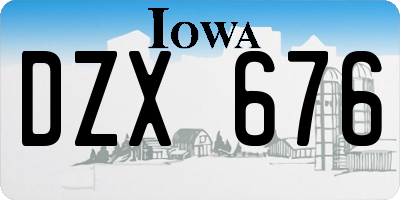 IA license plate DZX676