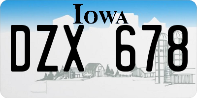 IA license plate DZX678