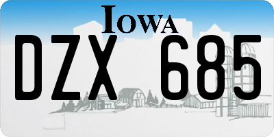 IA license plate DZX685