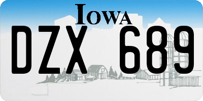 IA license plate DZX689