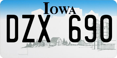 IA license plate DZX690