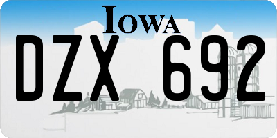 IA license plate DZX692