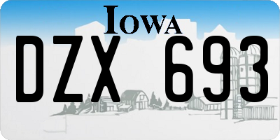 IA license plate DZX693