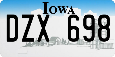 IA license plate DZX698