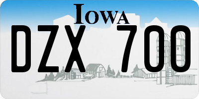 IA license plate DZX700