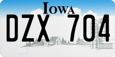 IA license plate DZX704