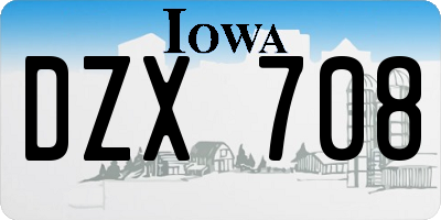 IA license plate DZX708