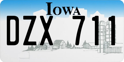 IA license plate DZX711