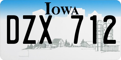 IA license plate DZX712