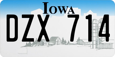 IA license plate DZX714