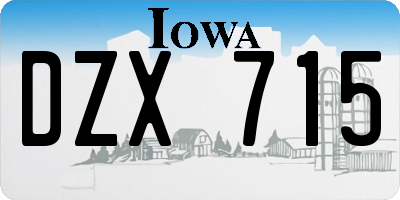 IA license plate DZX715