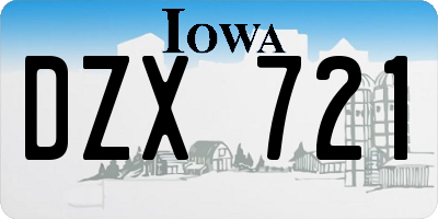 IA license plate DZX721