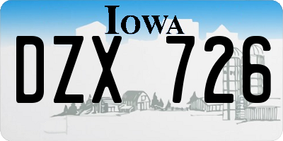 IA license plate DZX726