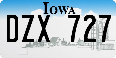 IA license plate DZX727