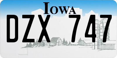 IA license plate DZX747
