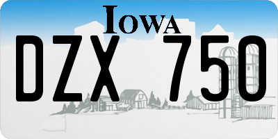 IA license plate DZX750