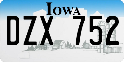 IA license plate DZX752