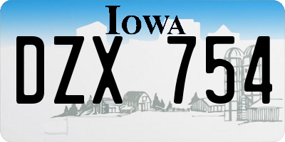 IA license plate DZX754