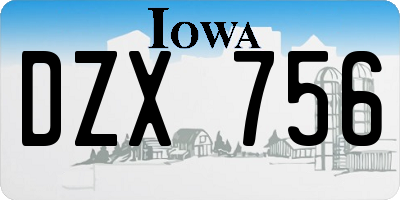 IA license plate DZX756