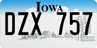 IA license plate DZX757