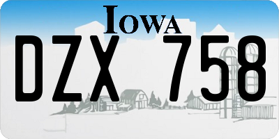 IA license plate DZX758