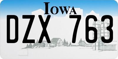 IA license plate DZX763